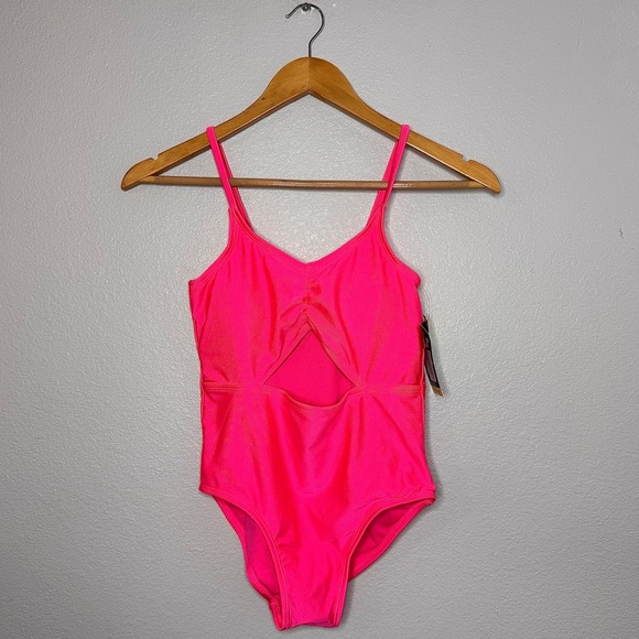 New Kids Art Class Hot Pink Large (10/12) One Piece Swimsuit Adjustable Straps - Picture 15 of 15